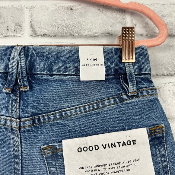 Good American Good Vintage Frayed Hem in Indigo116 Sz 2/26 NEW - Picture 12 of 16